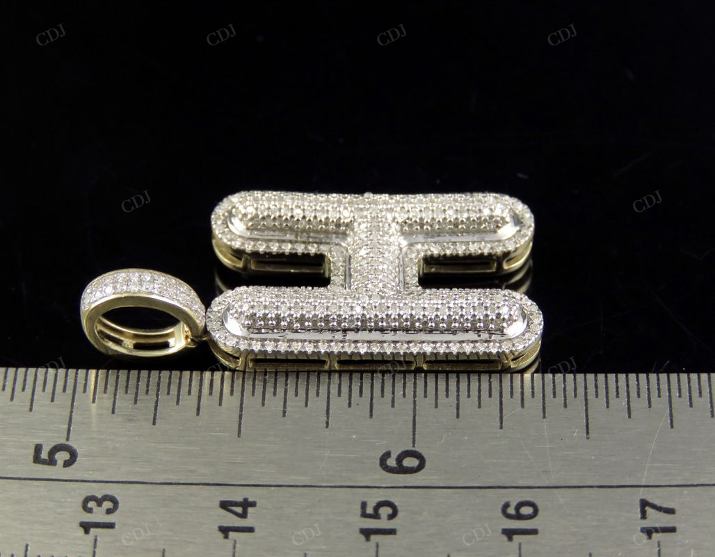 1.5" 1 CTW 10K Gold Real Diamond Initial H Letter Pendant CustomDiamJewel