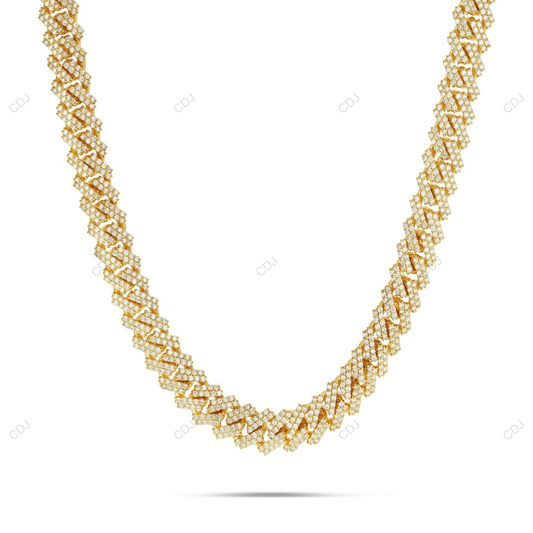 VVS Moissanite 925 Silver Square Cuban Link Chain CustomDiamJewel