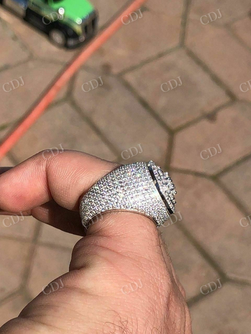 Men's Large 14K White Gold Diamond Icy Hip Hop Ring  customdiamjewel   