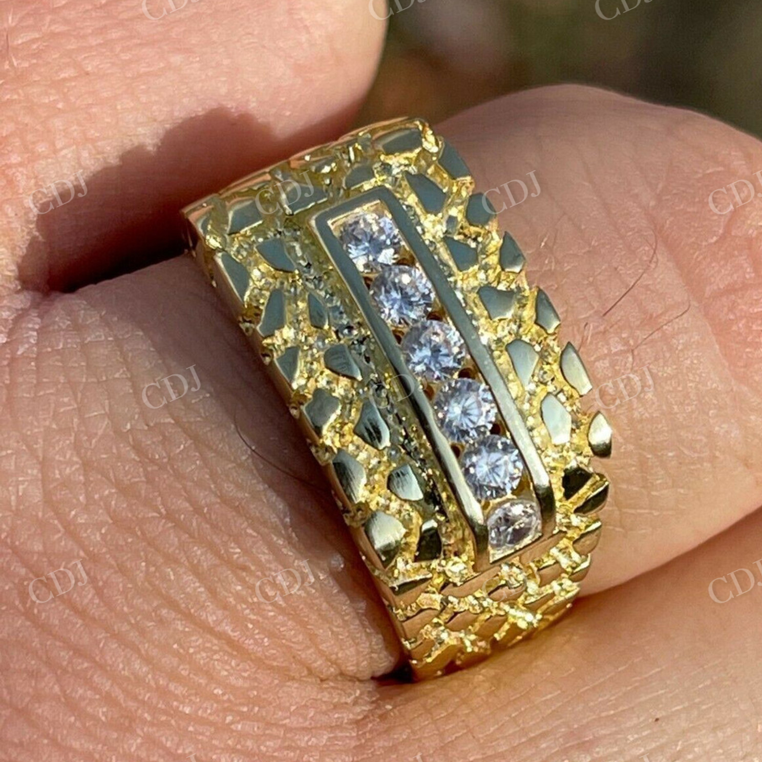 Iced Out Diamond Nugget Ring Hip Hop  customdiamjewel   