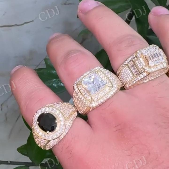 10K Yellow Gold Iced Out Hip Hop Ring hip hop jewelry CustomDiamJewel   