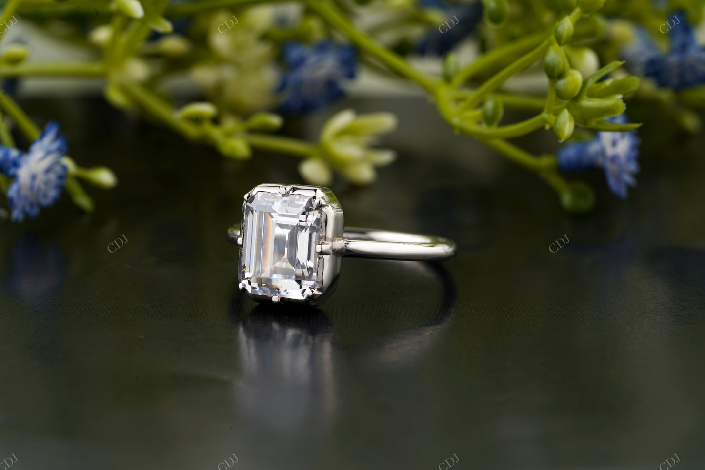 Lab-Grown Diamond White Gold Bezel Ring