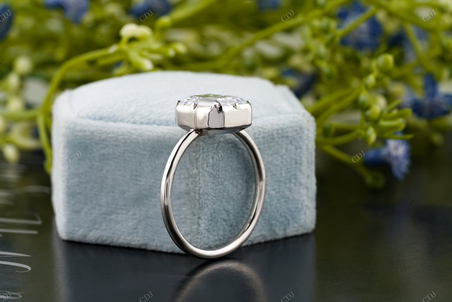 Lab-Grown Diamond White Gold Bezel Ring