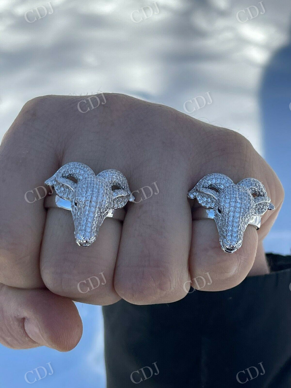 Custom Goat, Animal Face Hip Hop Ring  customdiamjewel   