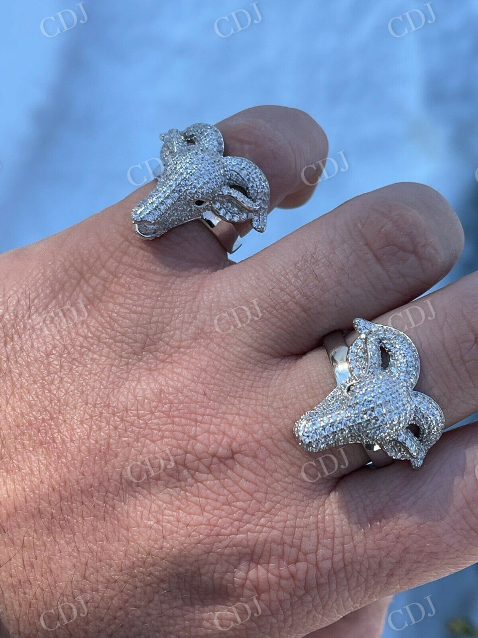Custom Goat, Animal Face Hip Hop Ring  customdiamjewel   