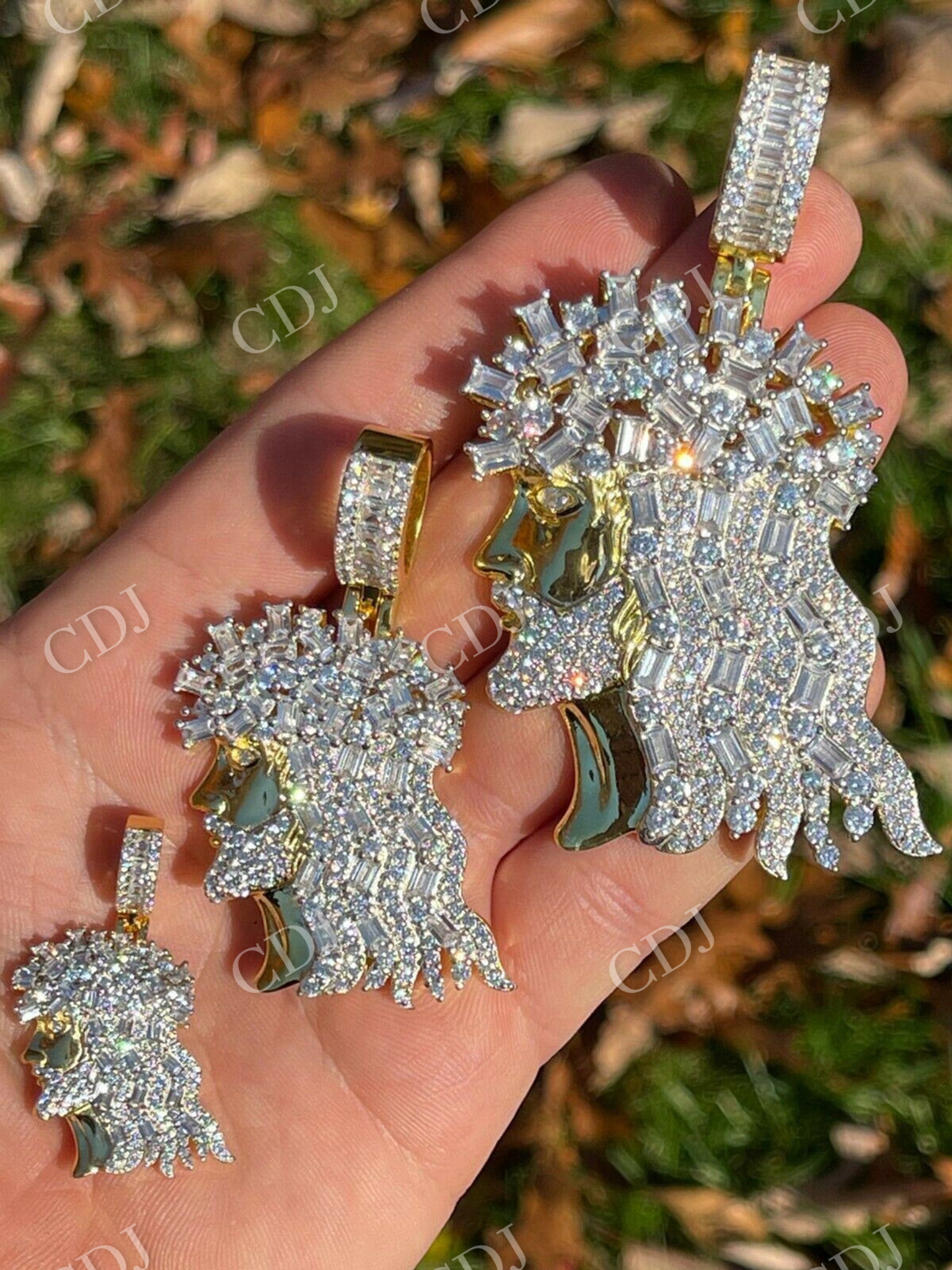 Round/Baguette Diamond Hip Hop Jesus Pendant  customdiamjewel   