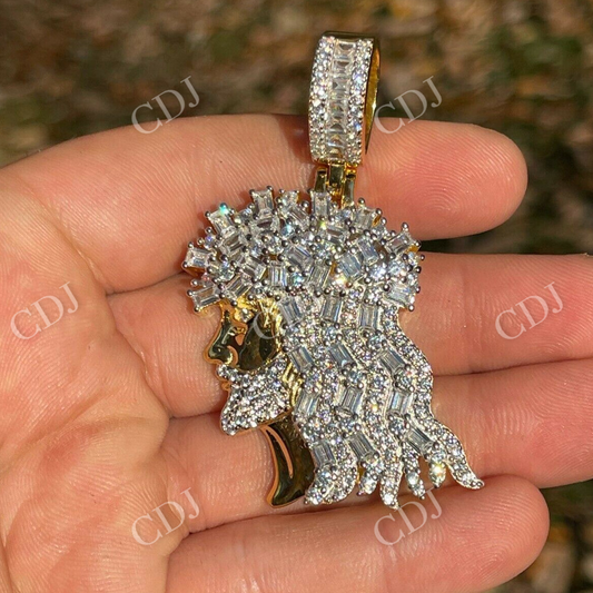 Round/Baguette Diamond Hip Hop Jesus Pendant  customdiamjewel   