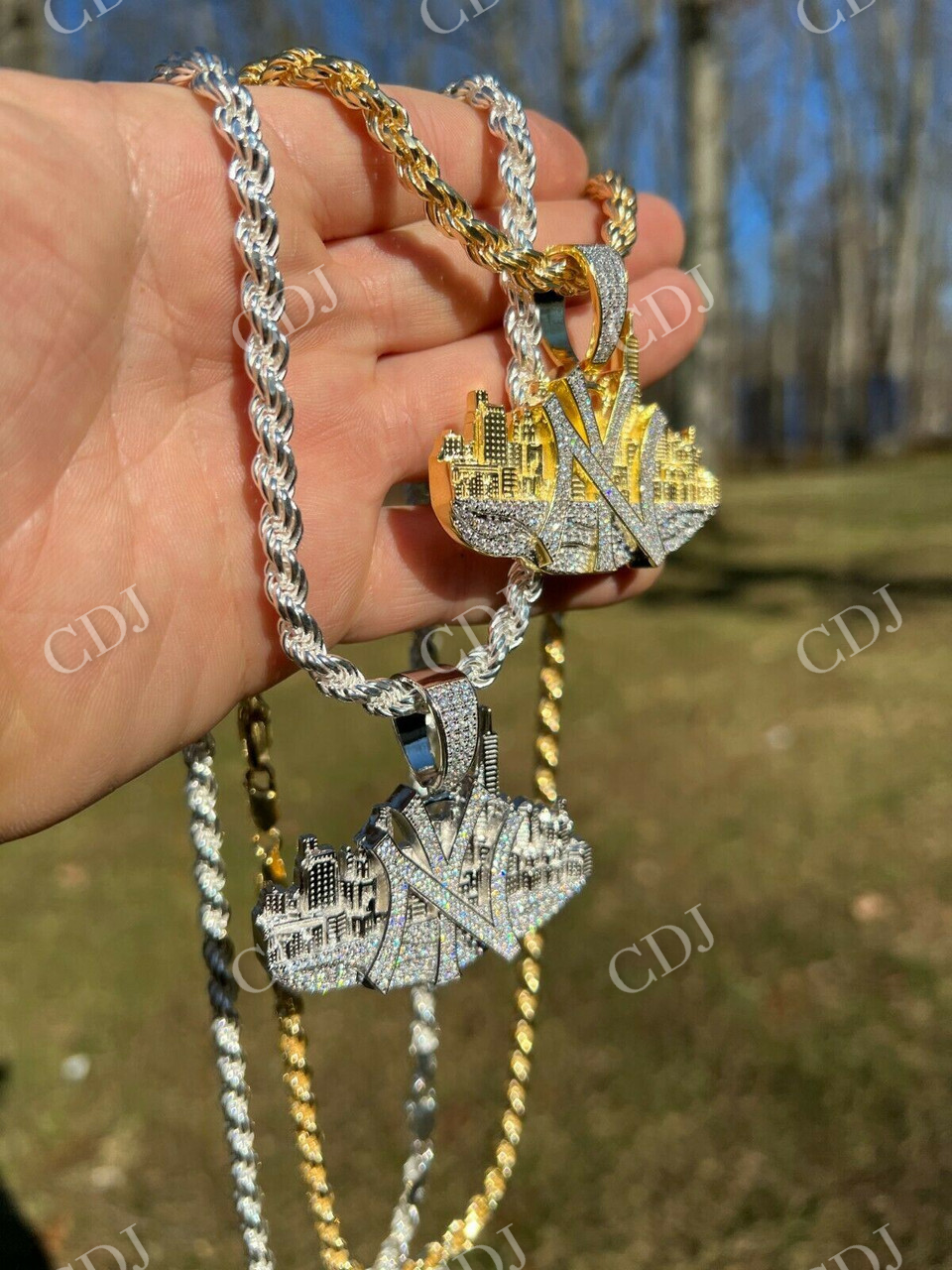 Hip Hop New York NYC Skyline Diamond Pendant  customdiamjewel   