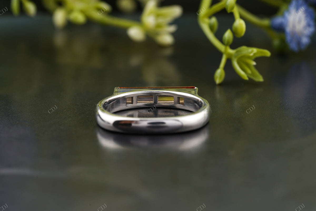Orange Baguette Cut Moissanite Ring