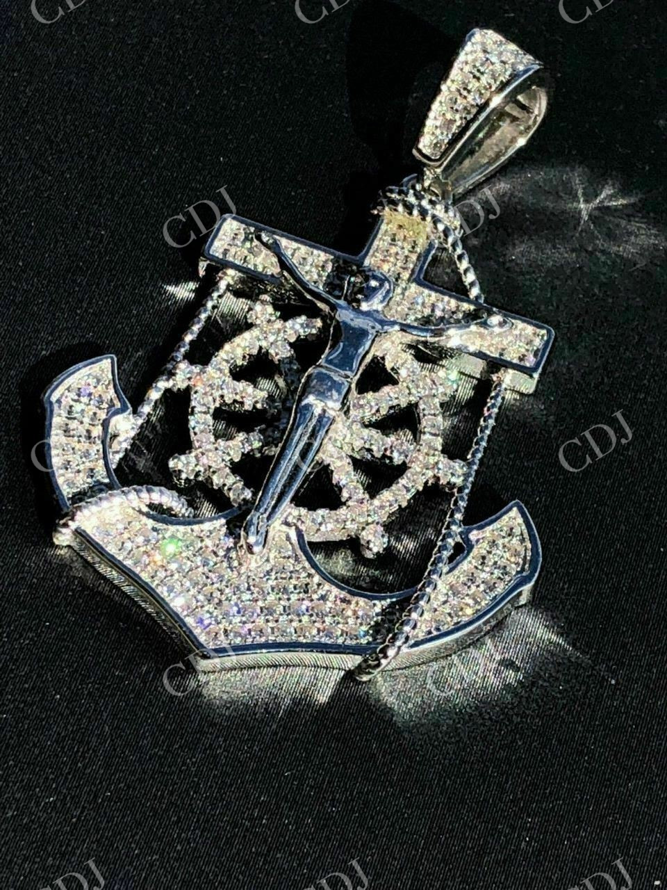 Jesus & Anchor Piece Super Iced Diamond Pendant  customdiamjewel   