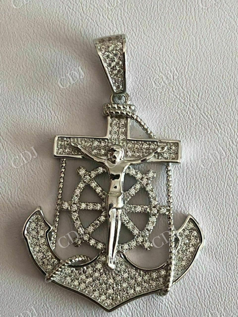 Jesus & Anchor Piece Super Iced Diamond Pendant  customdiamjewel   