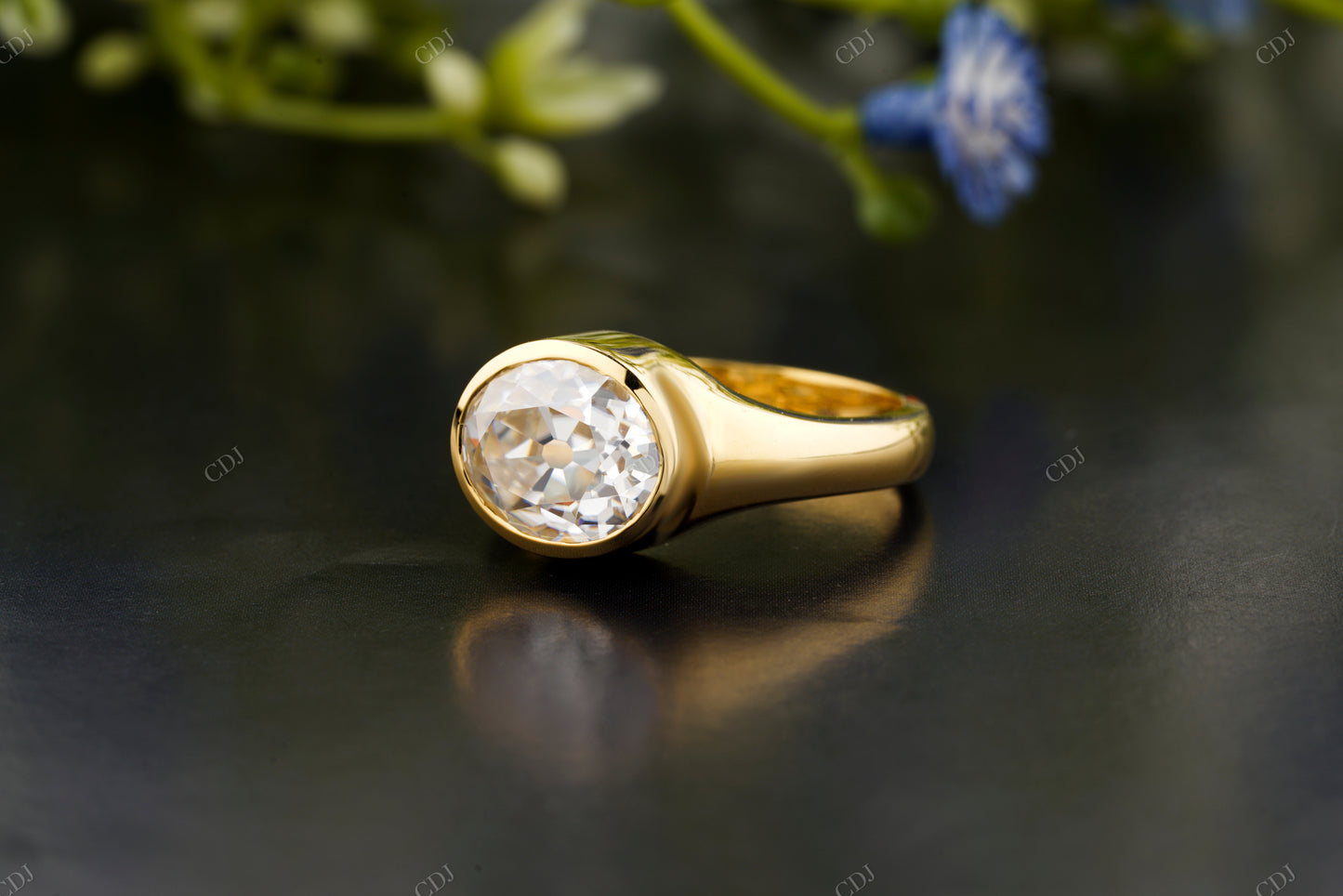 Oval Rose Cut Lab-Grown Diamond Ring