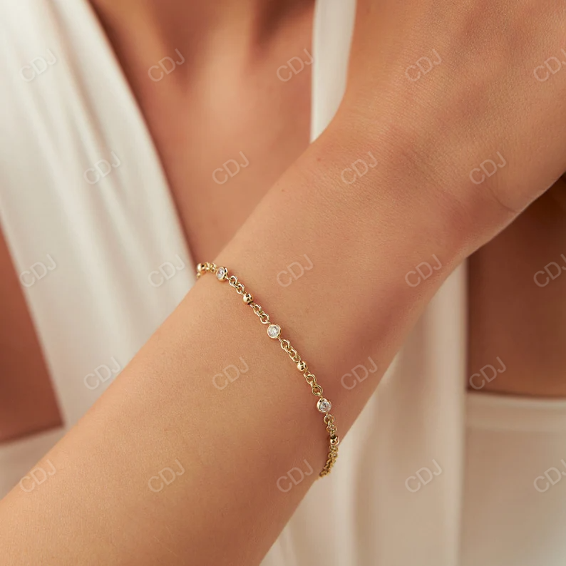 0.50CTW Moissanite Bezel Set Solitaire Diamond Bracelet  customdiamjewel   