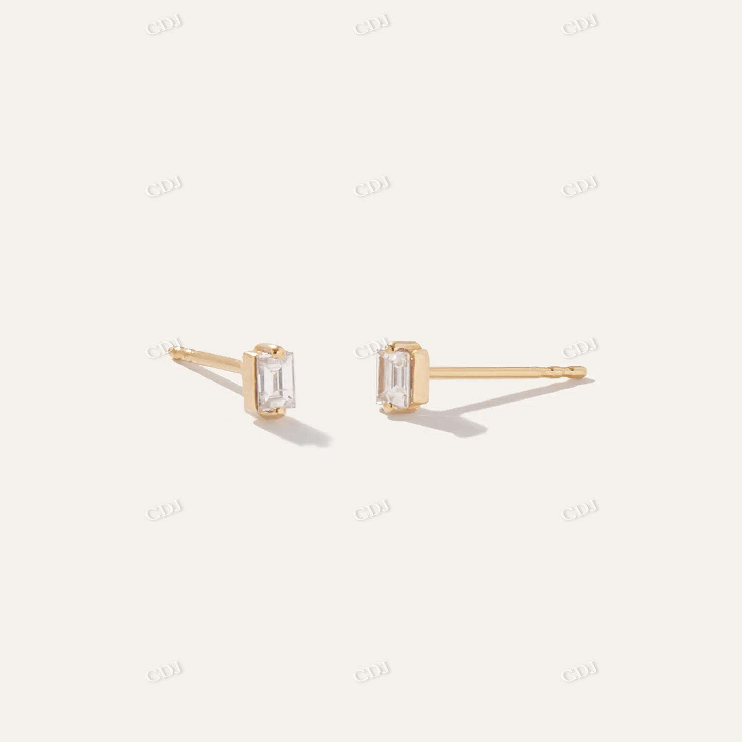 10K Gold Petite Baguette Diamond Studs customdiamjewel
