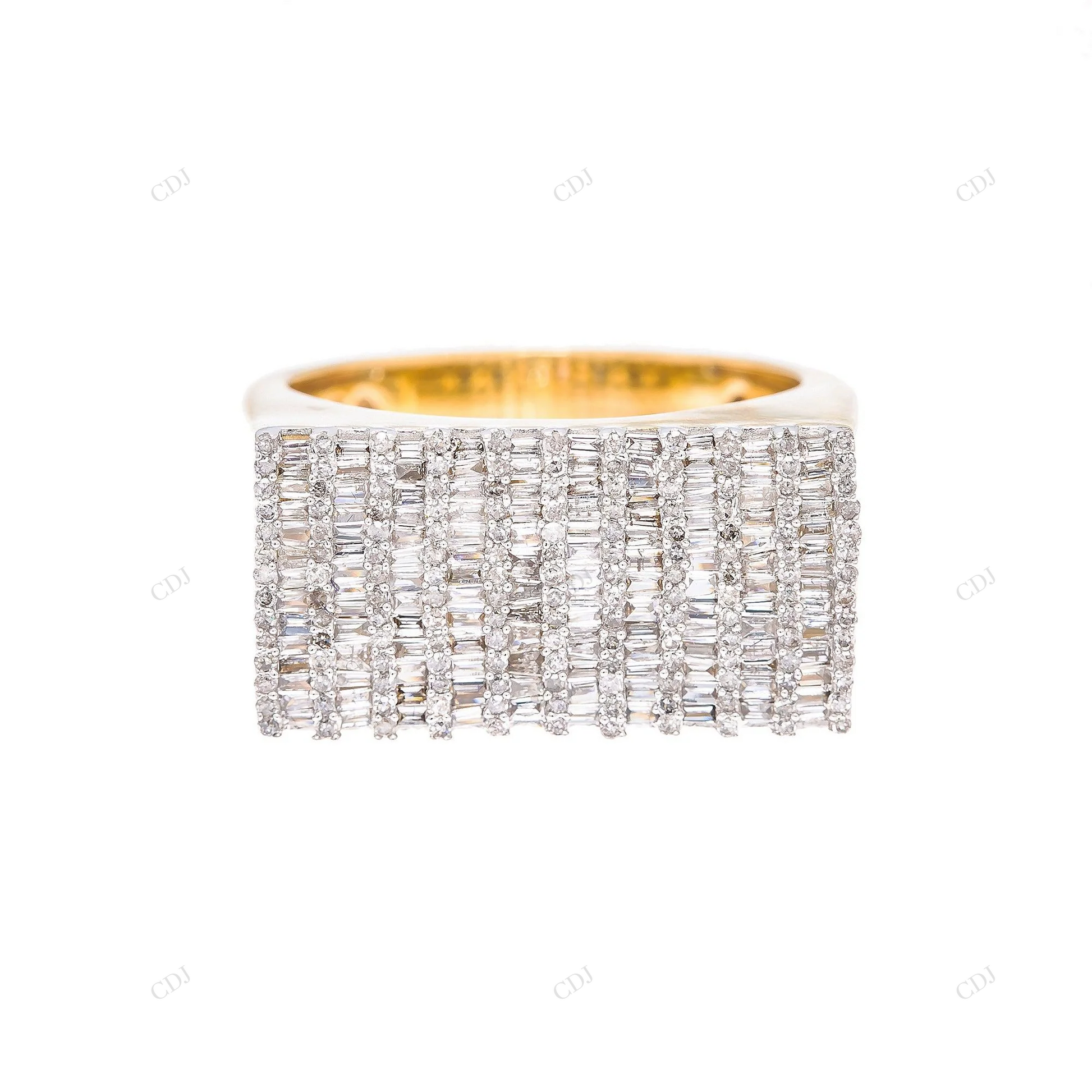 Luxury Baguette Moissanite Iced Out Wide Band Ring hip hop jewelry customdiamjewel