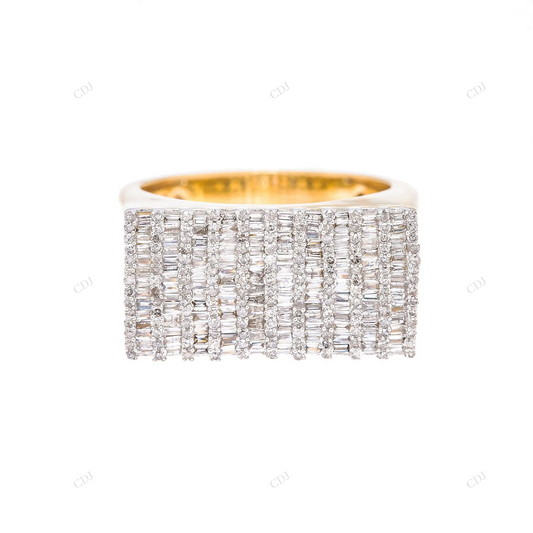 Luxury Baguette Moissanite Iced Out Wide Band Ring hip hop jewelry customdiamjewel