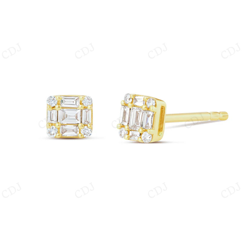 0.18 CT Baguette Diamond Cluster Stud Earrings Stud earrings CustomDiamJewel