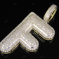 1.5" 0.80 CTW 10K Gold Natural Diamond Initial F Letter Pendant CustomDiamJewel