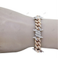 Luxury Two Tone Throne Shaped Cuban Mens Bracelet