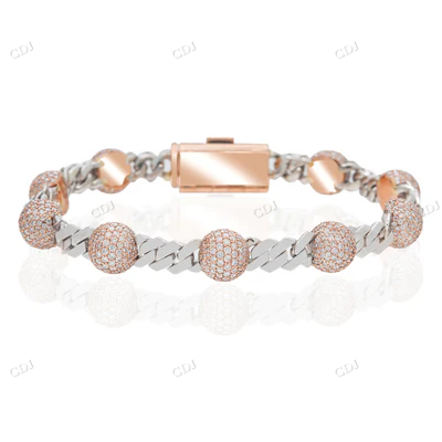 Natural Diamond Cuban Ball Bracelet hip hop jewelry CustomDiamJewel