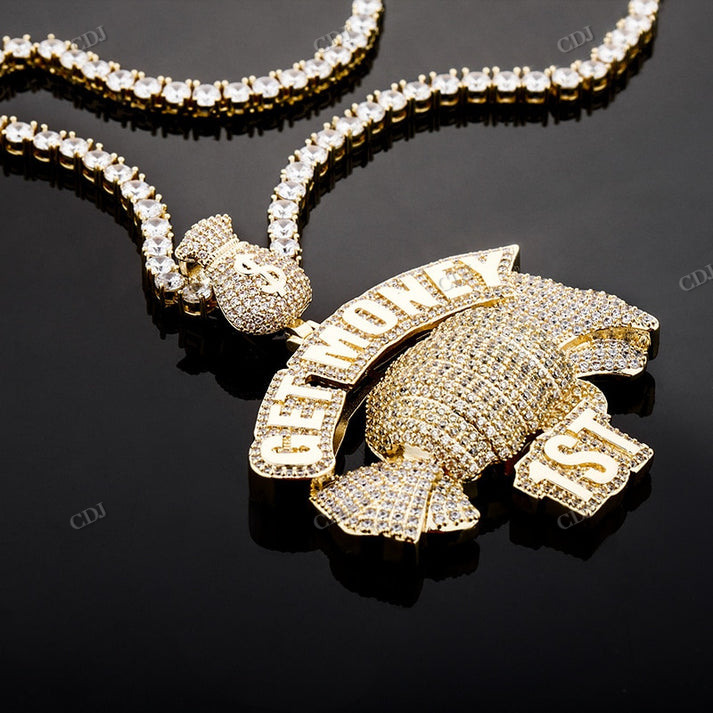 Two Tone Hip Hop GET MONEY 1ST Moissanite Pendant hip hop jewelry CustomDiamJewel