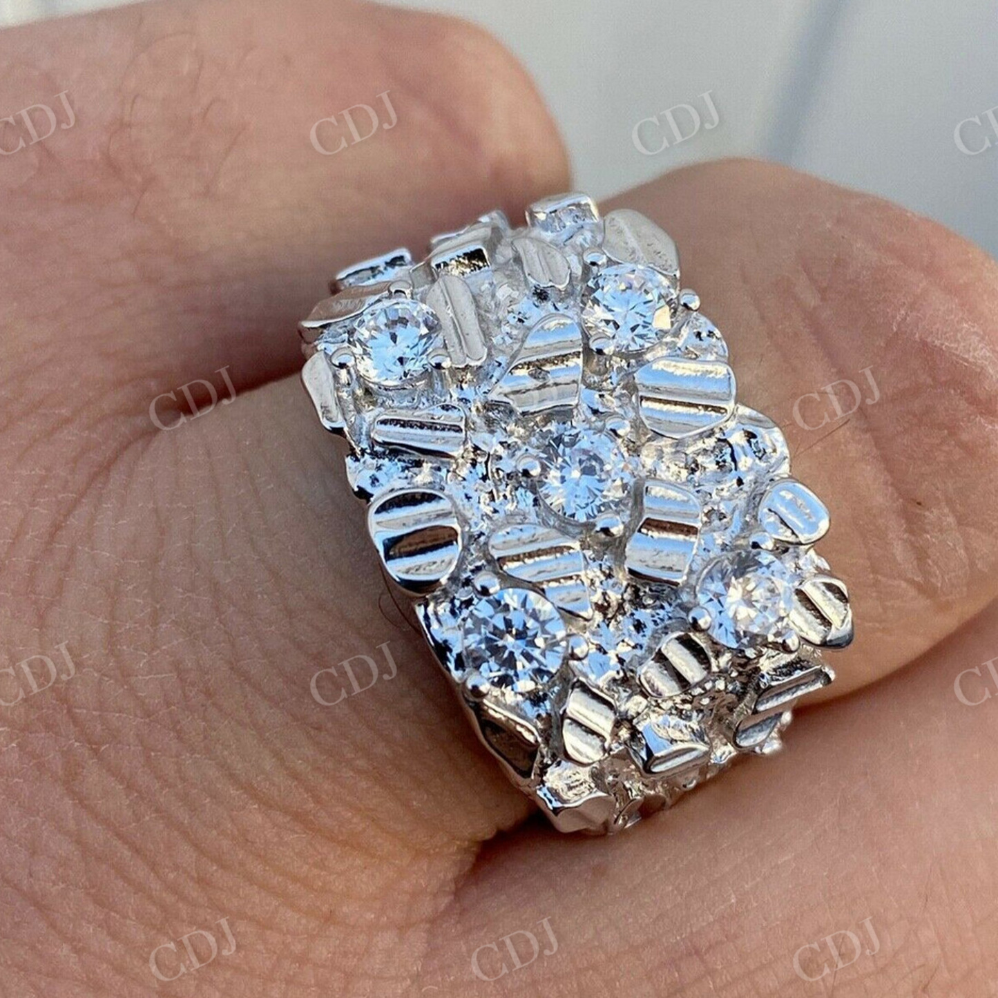 Lab Grown Diamond Icy Hip Hop Ring For Men  customdiamjewel   