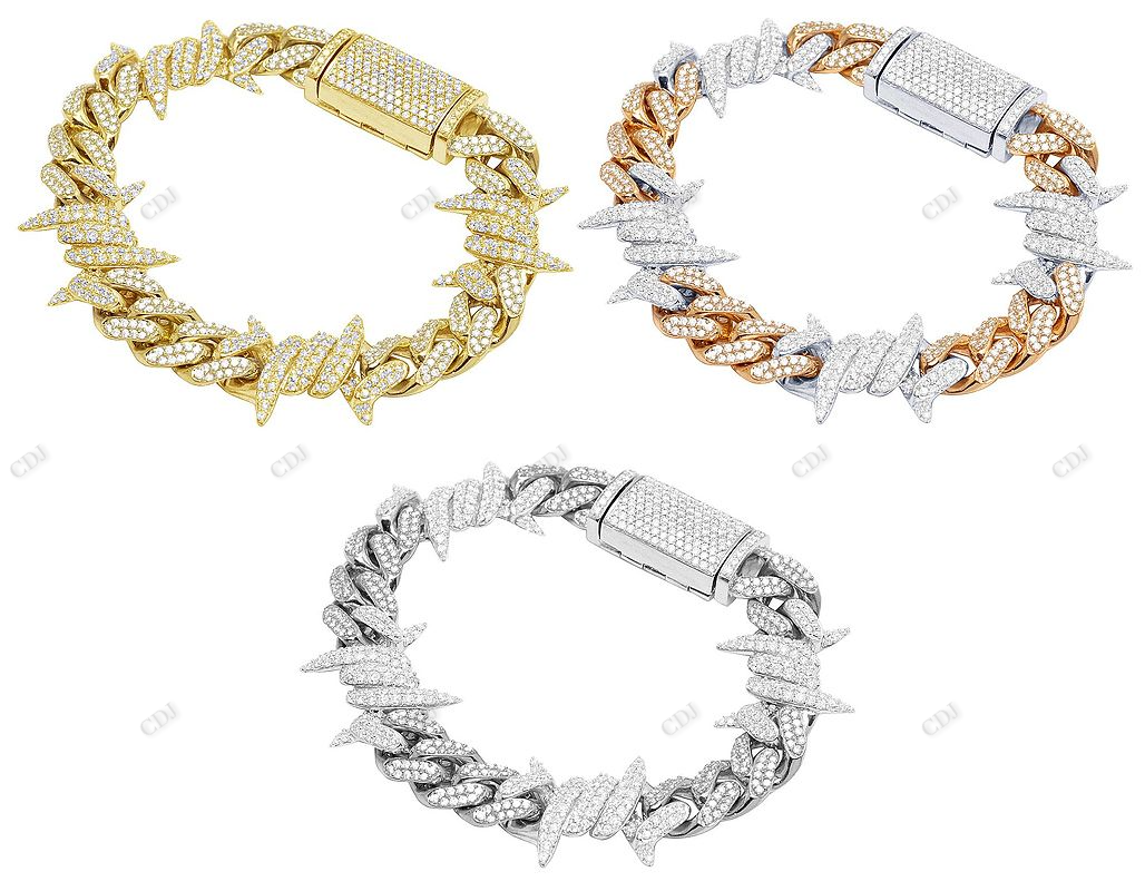 Luxury Two Tone Throne Shaped Cuban Mens Bracelet