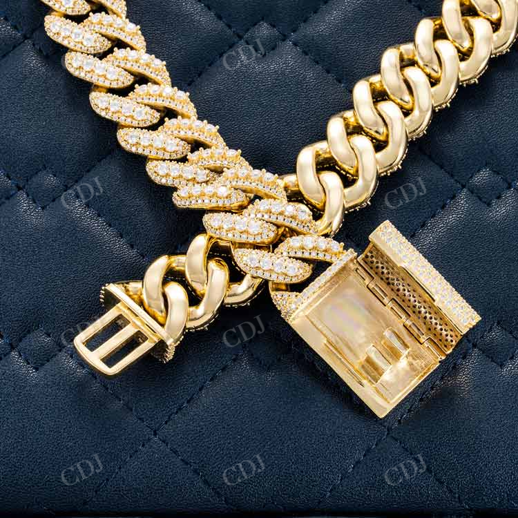 20MM Yellow Gold Prong Miami Cuabn Link Chain hip hop jewelry customdiamjewel   