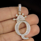 1.5" 14K Solid Gold Letter 'Q' Crown Real Diamond Custom Pendant CustomDiamJewel