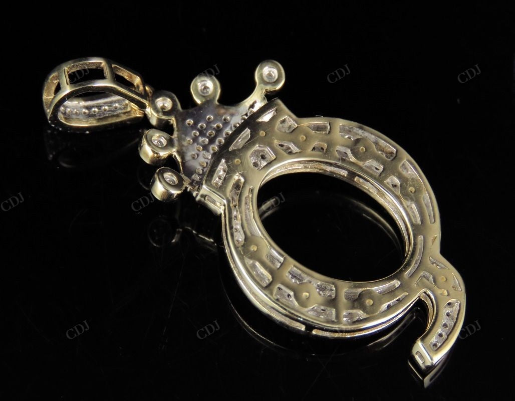 1.5" 14K Solid Gold Letter 'Q' Crown Real Diamond Custom Pendant CustomDiamJewel