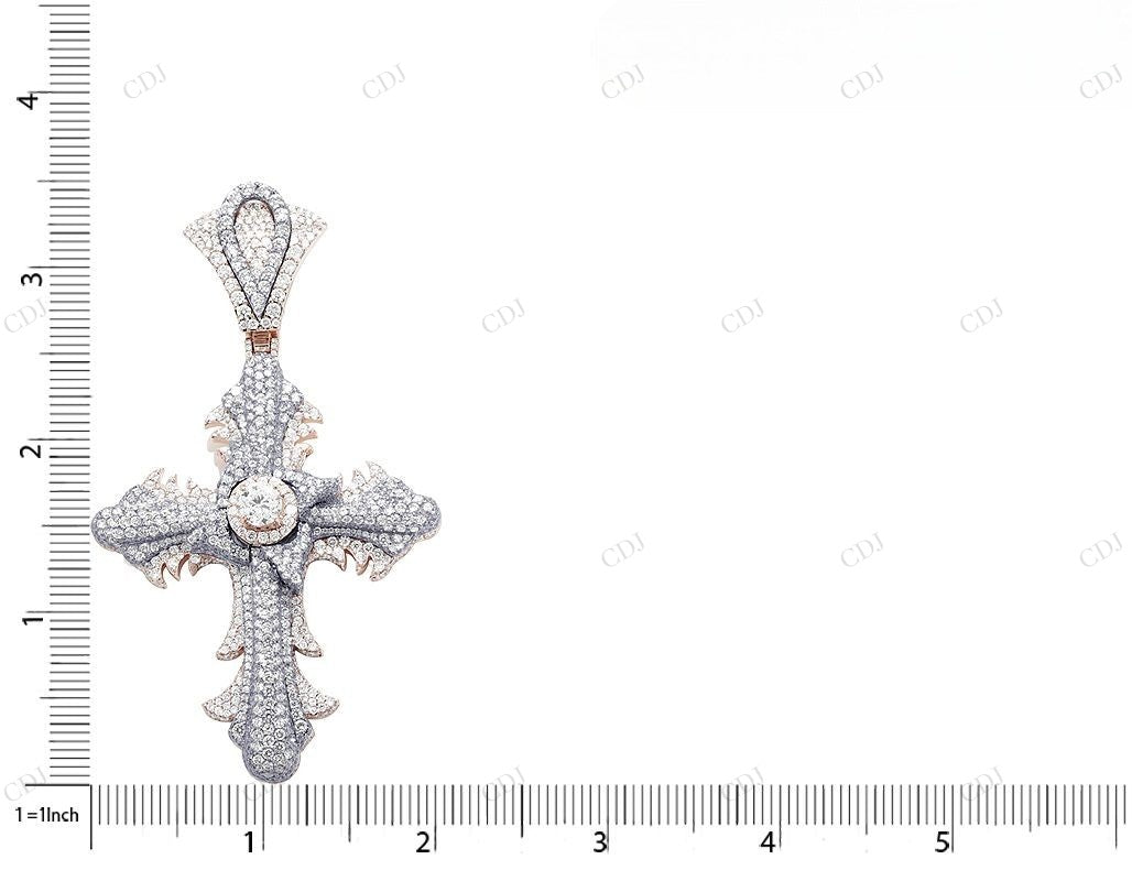 10K Gold Lab Grown 3.5 Inch Diamond Cross Pendant Hip Hop Pendent CustomDiamJewel