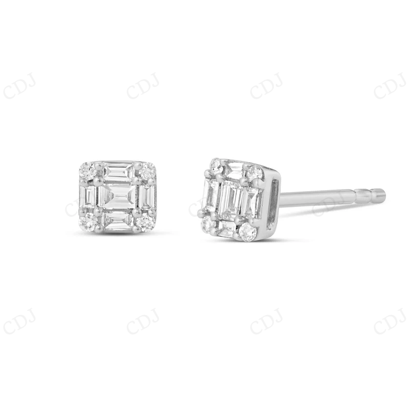 0.18 CT Baguette Diamond Cluster Stud Earrings Stud earrings CustomDiamJewel
