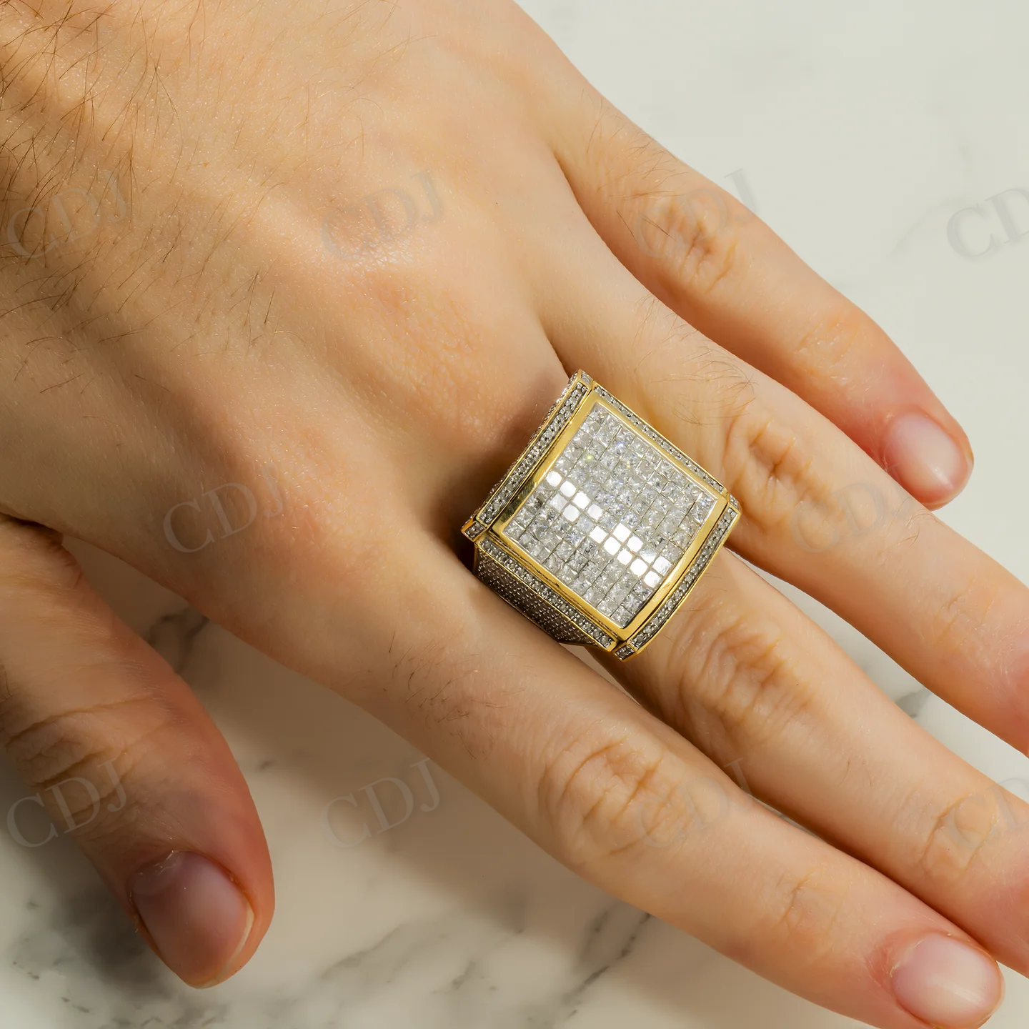 3.70 CTW Moissanite Hip Hop Square Statement Ring Hip Hop Ring customdiamjewel