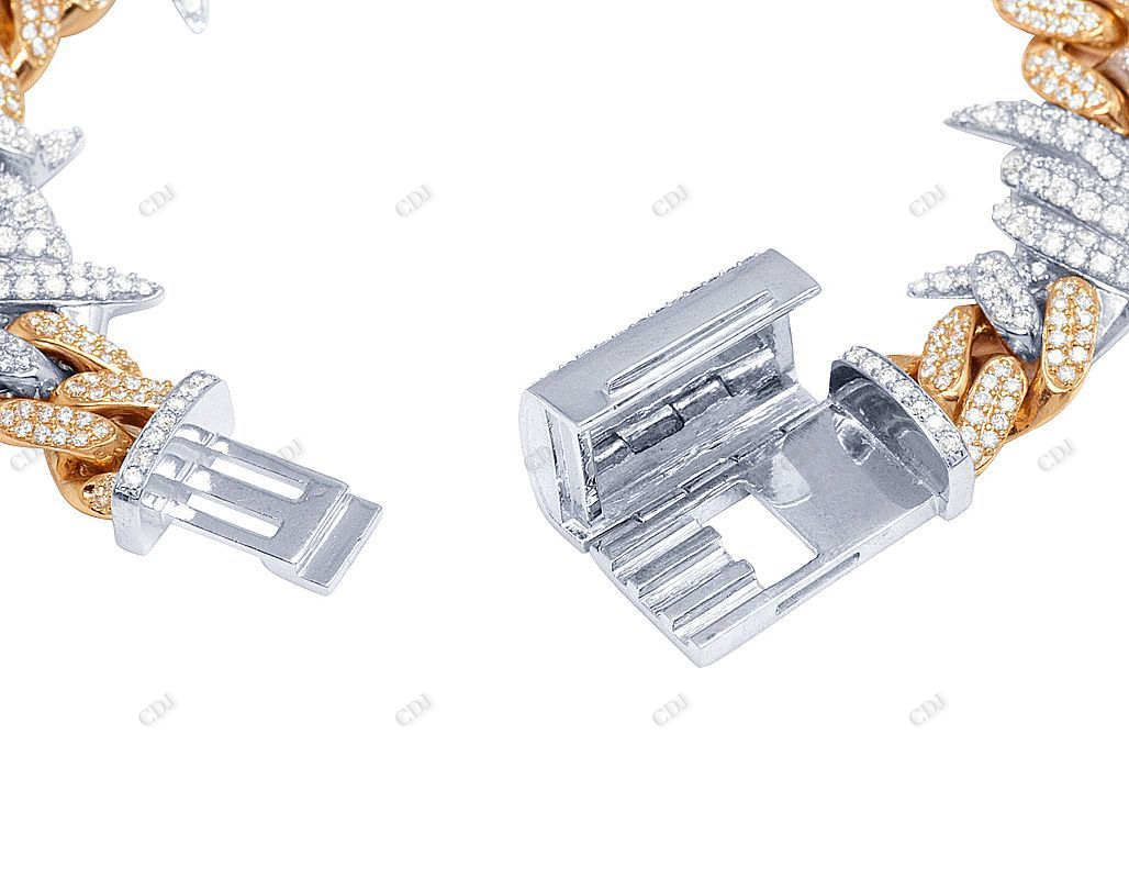 Luxury Two Tone Throne Shaped Cuban Mens Bracelet