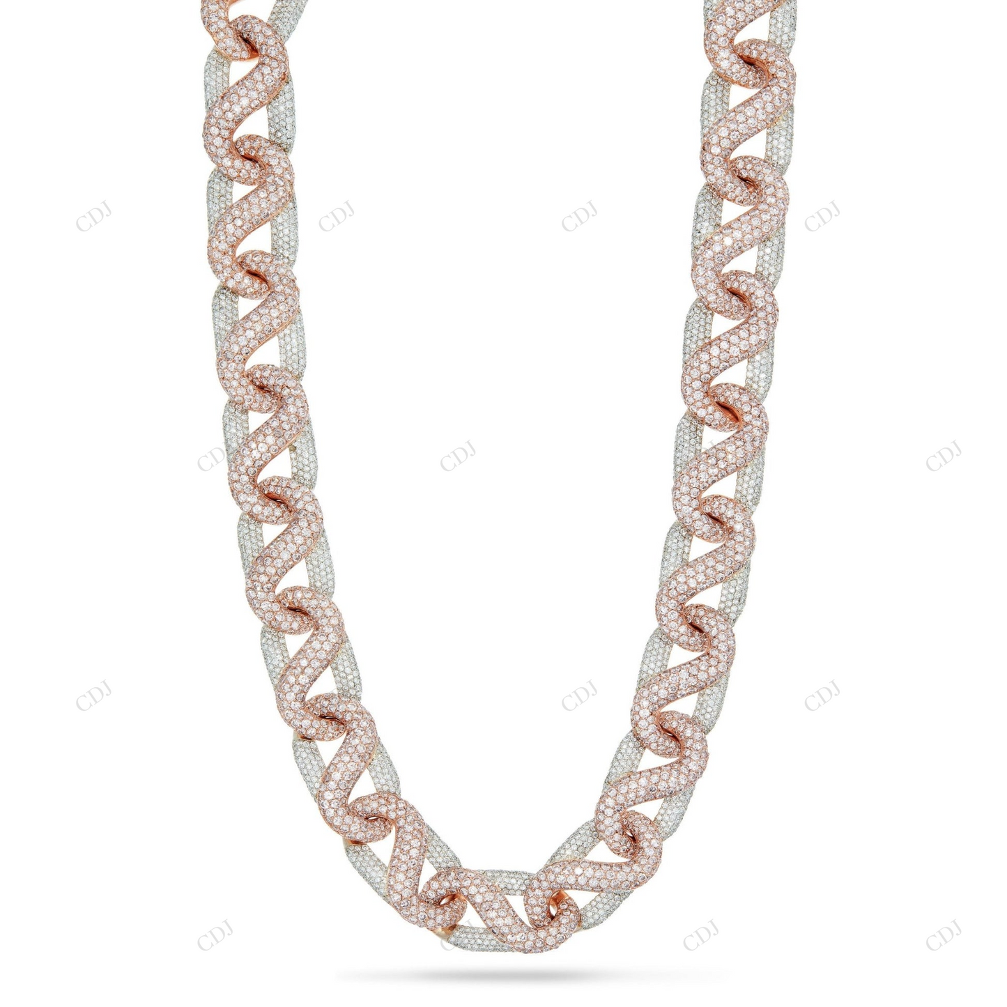 Two Tone Moissanite Yellow Gold Plated Cuban Link Chain CustomDiamJewel