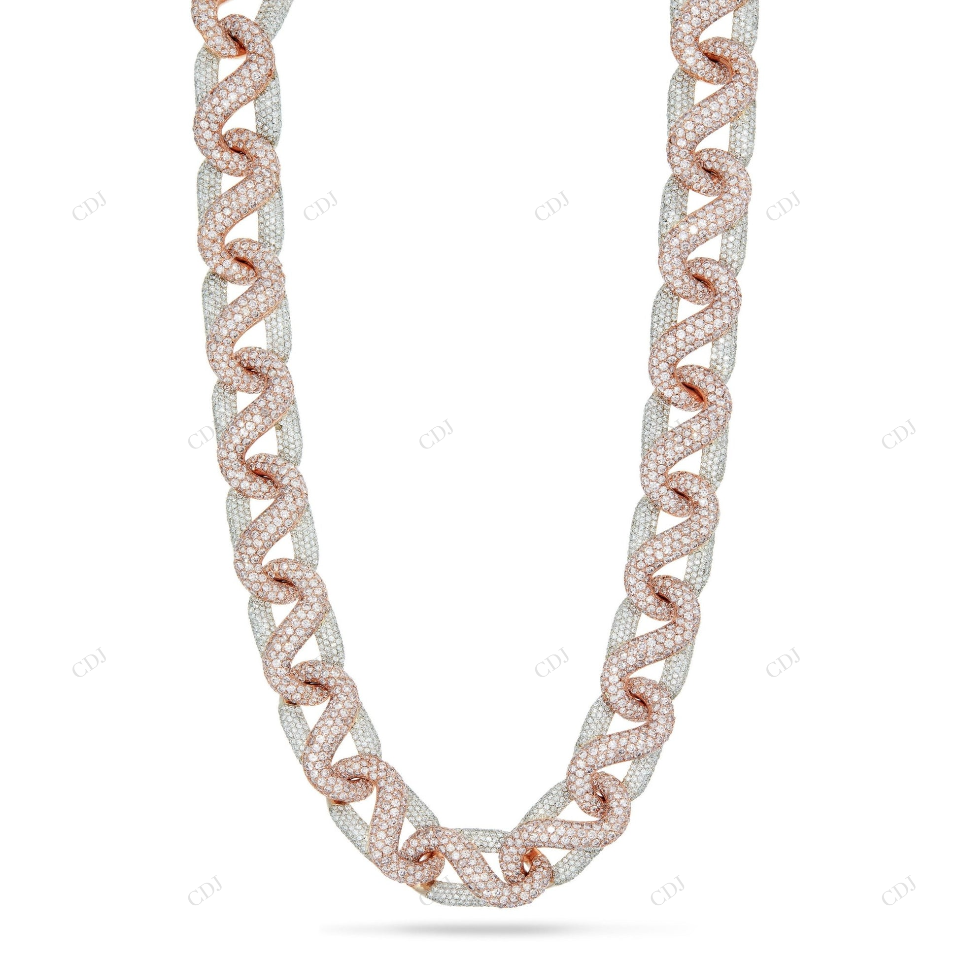 Two Tone Moissanite Yellow Gold Plated Cuban Link Chain CustomDiamJewel