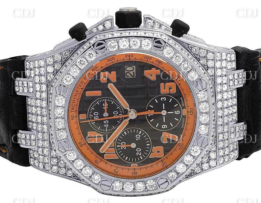 Silicon Belt Bezel Moissanite Diamond Black Dial Watch customdiamjewel