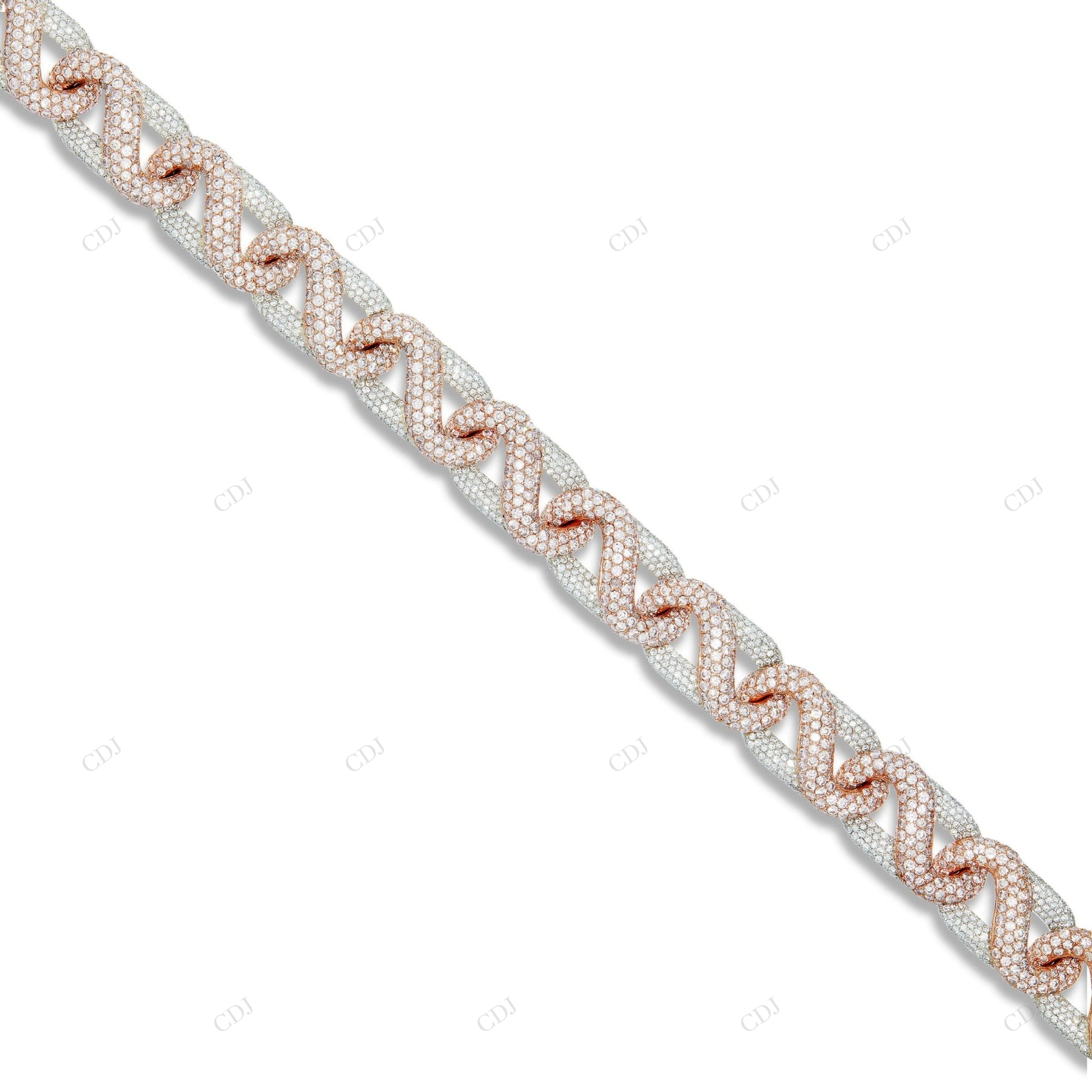 Two Tone Moissanite Yellow Gold Plated Cuban Link Chain CustomDiamJewel