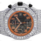 AP Chrono Iced Out Brown Strap Watch customdiamjewel