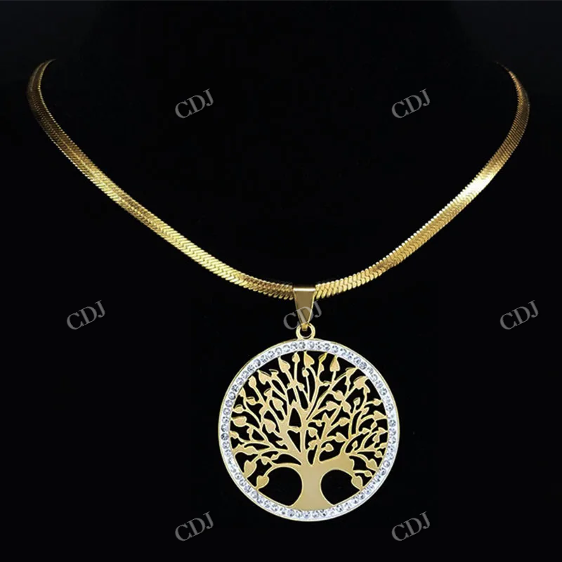 Custom Tree Design Round Hip Hop Diamond Pendant hip hop jewelry CustomDiamJewel