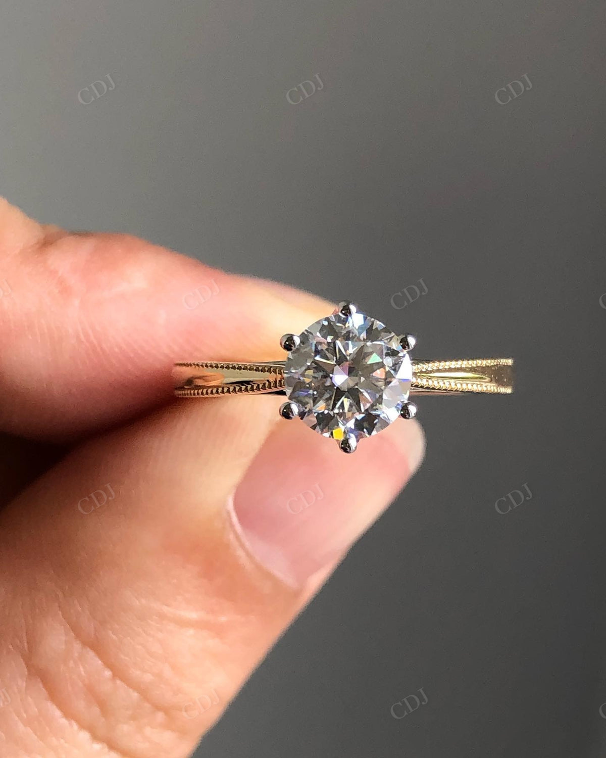 Round Cut Lab Grown Diamond Solitaire Ring customdiamjewel