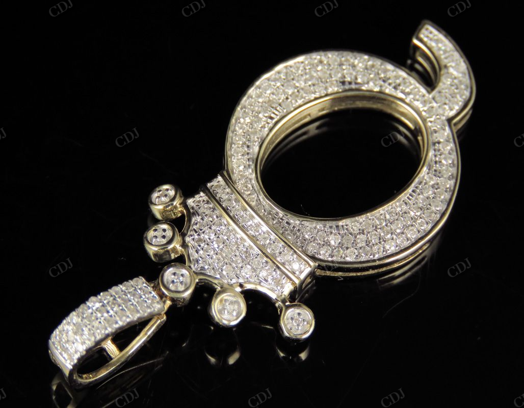 1.5" 14K Solid Gold Letter 'Q' Crown Real Diamond Custom Pendant CustomDiamJewel