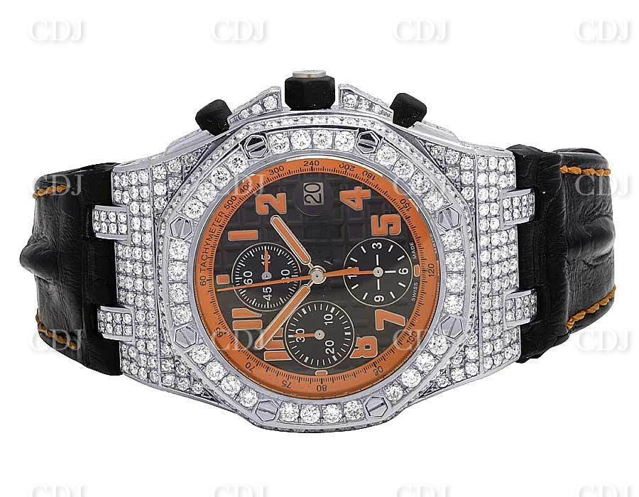 AP Chrono Iced Out Brown Strap Watch customdiamjewel
