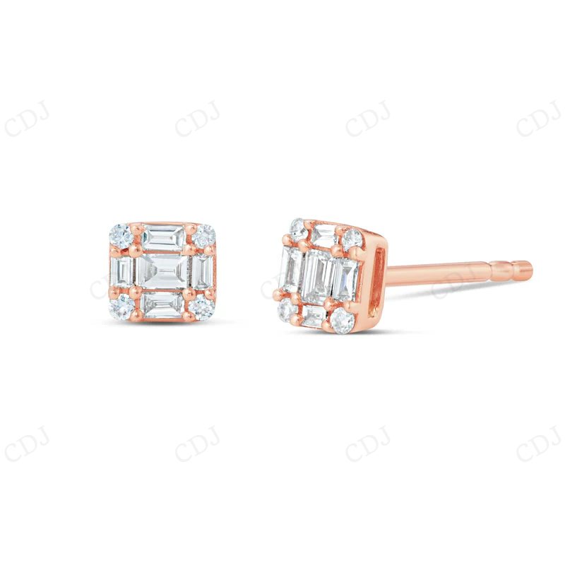 0.18 CT Baguette Diamond Cluster Stud Earrings Stud earrings CustomDiamJewel