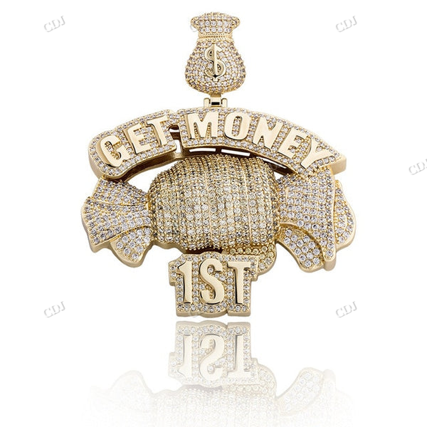 Two Tone Hip Hop GET MONEY 1ST Moissanite Pendant hip hop jewelry CustomDiamJewel