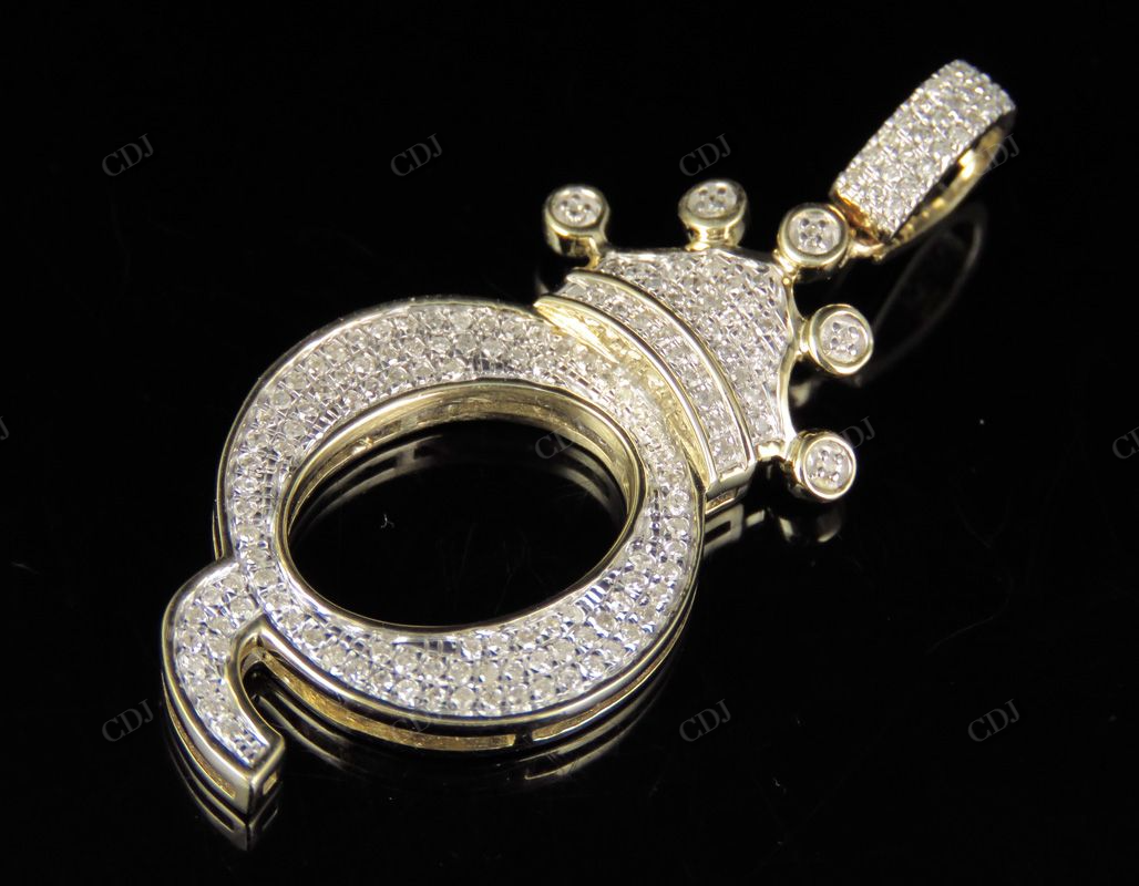 1.5" 14K Solid Gold Letter 'Q' Crown Real Diamond Custom Pendant CustomDiamJewel