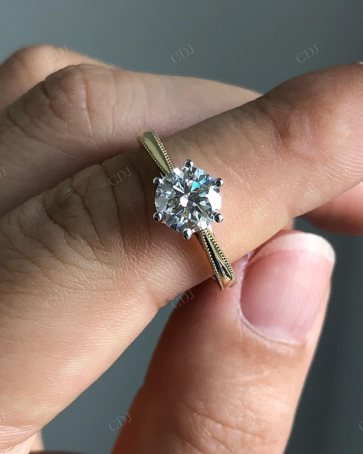 Round Cut Lab Grown Diamond Solitaire Ring customdiamjewel