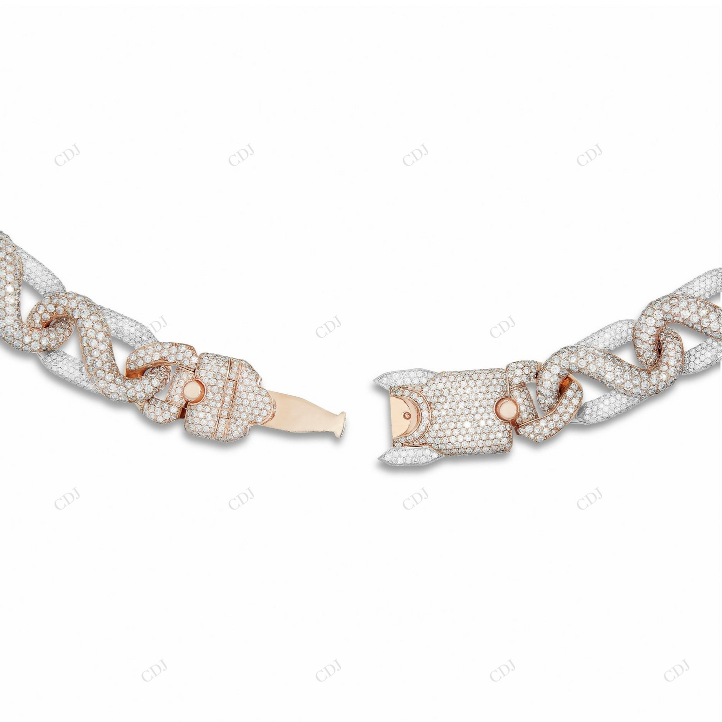 Two Tone Moissanite Yellow Gold Plated Cuban Link Chain CustomDiamJewel