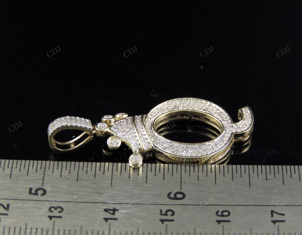 1.5" 14K Solid Gold Letter 'Q' Crown Real Diamond Custom Pendant CustomDiamJewel