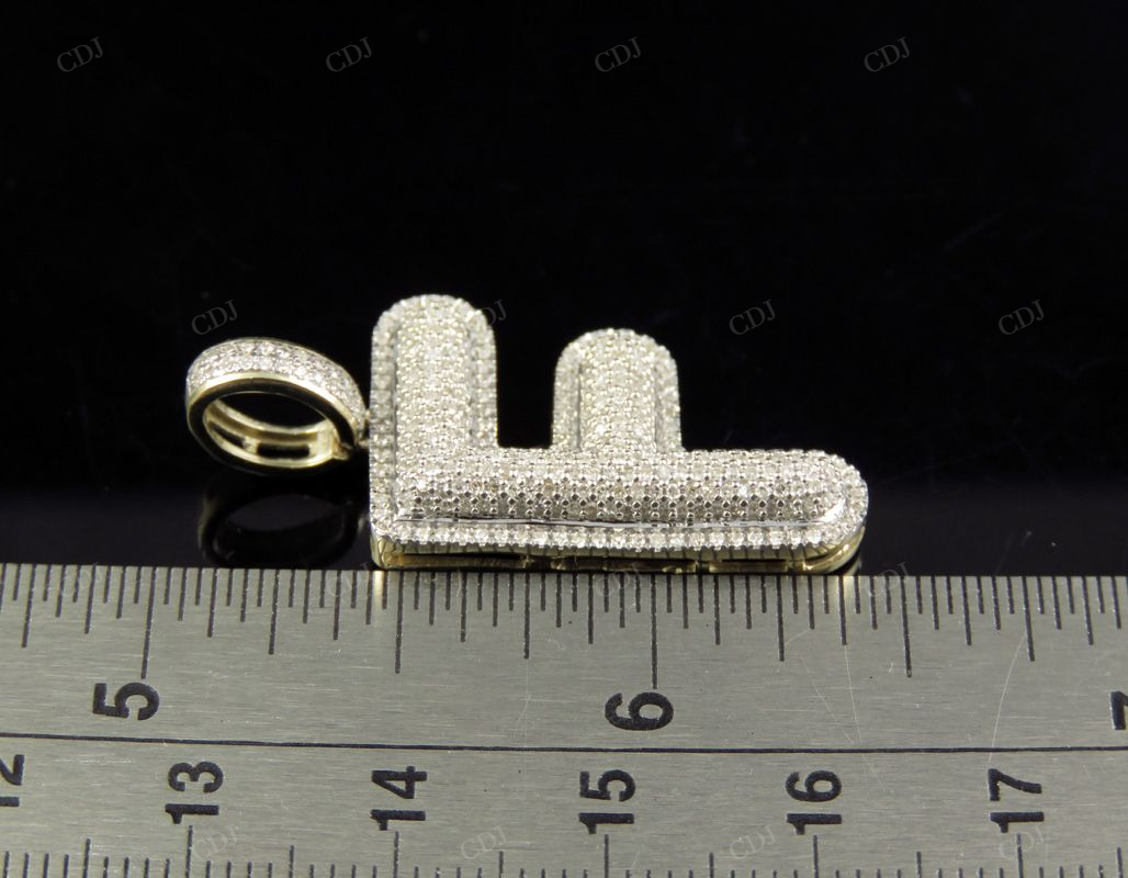 1.5" 0.80 CTW 10K Gold Natural Diamond Initial F Letter Pendant CustomDiamJewel